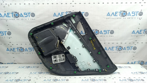 Обшивка двери карточка задняя левая Honda Insight 19-22 черная, серая вставка кожа, подлокотник кожа, под химчистку, царапины