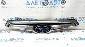 Грати радіатора grill в зборі Subaru Forester 19-21 SK верхня хром, з емблемою, тички, подряпини