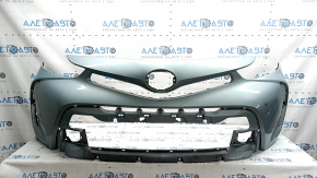 Бампер передний голый Toyota Prius V 15-17 рест, зеленый, царапины, в клее, треснут, сколы