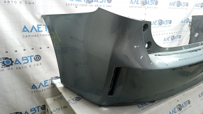 Бампер задній голий Toyota Prius V 15-17 під губу, зелений, подряпини, відколи, тріснути кріплення, тріщини, надрив
