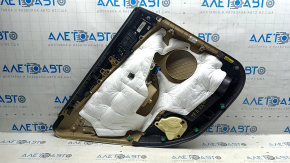 Обшивка двери карточка задняя правая Hyundai Sonata 11-15 кожа бежевая, царапины
