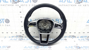 Кермо голе Audi A6 C8 19-25 шкіра чорна з сірим рядком і підігрівом, Sport, з кнопками і пелюстками, потертий, подряпини