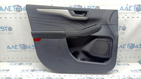 Обшивка дверей картка передня ліва Ford Escape MK4 20-22 тип 2, чорна, підлокітник шкіра чорний, сірий молдинг, з ручкою, подряпини