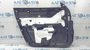 Обшивка дверей картка передня права Mazda CX-5 17-23 чорна, підлокітник шкіра коричнева, накладка з хром молдингом під дерево, BOSE, вм'ятини, потерта
