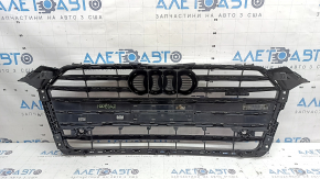 Решетка радиатора в сборе Audi A5 F5 18-19 черный глянец+хром, царапина на хроме, треснул хром