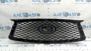 Решетка радиатора grill в сборе Infiniti QX50 19-25 под камеру, хром, эмблема под полировку, царапины на хроме, надломано крепление