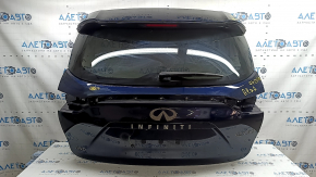 Дверь багажника голая со стеклом Infiniti QX50 19-25 синий BW5, с спойлером, стоп-сигналом, трапецией, поводком, нижней накладкой