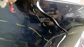 Бампер задний голый Infiniti QX50 19-25 синий, царапины, треснут, отсутствует фрагмент, надломаны крепления
