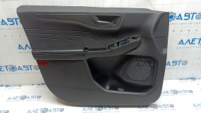 Обшивка двери карточка передняя левая Ford Escape MK4 23-26 черная, подлокотник кожа черная, вставка темно-серая, с черной ручкой, царапины, потерта
