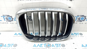 Решітка радіатора grill права BMW X3 G01 18-21 ніздря, хром обрамлення + сіра решітка, тички