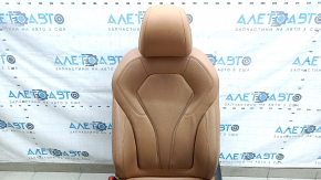 Сиденье водительское BMW 5 G30 17-20 с airbag, электрическое, подогрев, кожа Dakota, светло-коричневая, Sport, с подголовником, потерто, царапины
