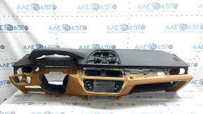 Торпедо передня панель з AIRBAG BMW 5 G30 17-20 чорний із світло-коричневим, під проекцію
