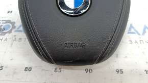 Подушка безпеки airbag в кермо водійська BMW 5 G30 17-23 чорна, шкіра, подряпини на емблемі, під хімчистку
