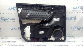 Обшивка дверей картка передня права VW Tiguan 22-24 чорна, підлокітник шкіра чорна біла строчка, вставка шкіра чорна з білим строчкою, сірий молдинг, з пищалкою, з ручкою, подряпини