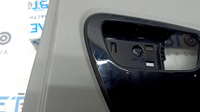 Обшивка двери карточка задняя правая Kia Niro 17-22 HEV, PHEV светло-серая, синяя строчка, черная глянцевая вставка, подлокотник кожа,  царапины, под химчистку