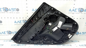 Обшивка дверей картка задня права BMW X5 G05 19-22 шкіра чорна без шторки, вставка під дерево Fineline Stripe, підлокітник шкіра бежева, з ручкою та накладками, вм'ятина, подряпина, під хімчистку