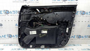 Обшивка дверей картка передня ліва BMW X5 G05 19-23 шкіра чорна, вставка під дерево Fineline Stripe, підлокітник шкіра чорна, з ручкою та накладками, подряпини, тичка, під чищення, протерлася строчка