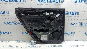 Обшивка двери карточка задняя правая Audi A3 22-26 кожа черная, структура, подлокотник черная кожа, без молдинга, потертость, царапины