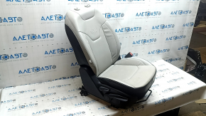 Сиденье пассажирское Jeep Compass 18-21 с airbag, механичекое, кожа, серое+черное, с кричневой и серой строской, перфорация, под чистку, потертости, царапины