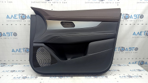 Обшивка двери карточка передняя правая Nissan Murano 25-26 темно-серая, накладка коричневая кожа с белой строчкой, подлокотник черная кожа с белой строчкой, вставка серый глянец, с подсветкой, царапина