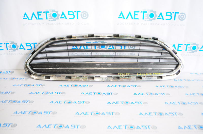 thumbnail image 2 of Front Bumper Upper Grille For 2014-2019 Ford Fiesta 4DR – Chrome – D2BZ17B968AA Replacement 2 of 6
