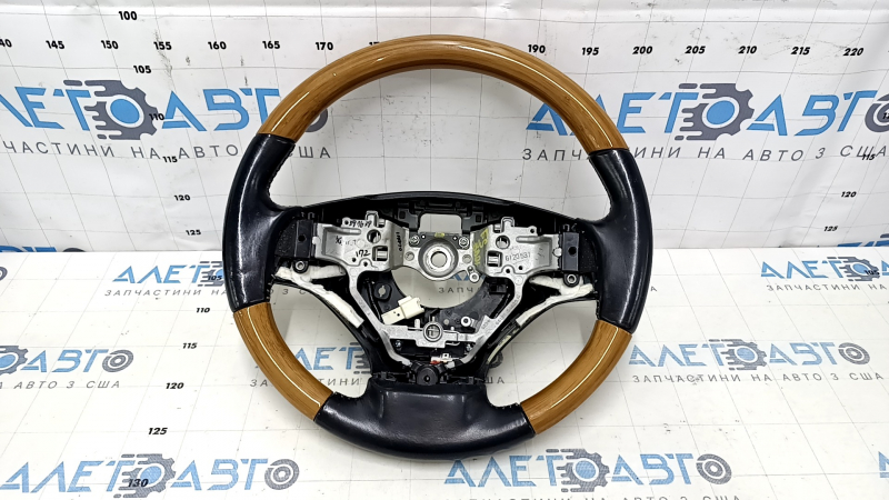Руль голый Lexus ES300h ES350 13-16 дорест, кожа черная, светлое дерево, подогрев, царапины, тычки