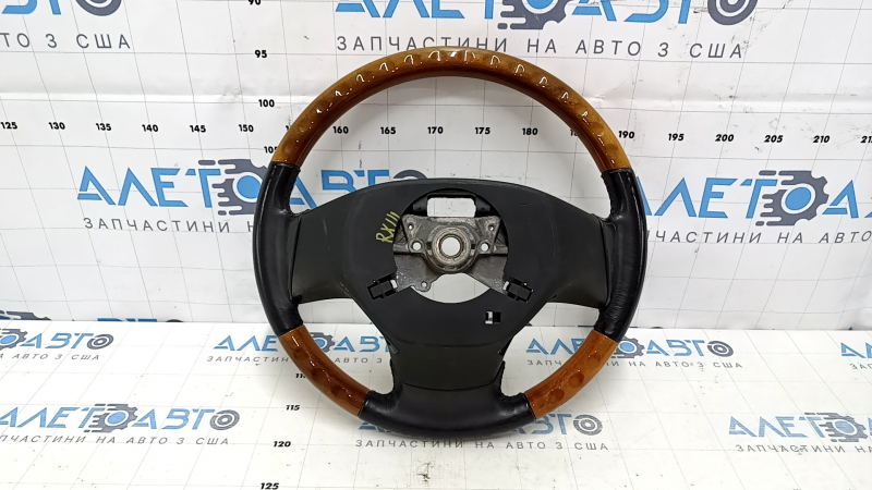 Руль голый Lexus RX350 RX450h 10-15 дорест, кожа коричневая, светлое дерево, трещины, царапины, потертость