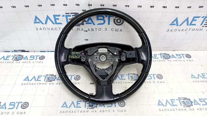 Руль голый Lexus GS300 GS350 06-07 кожа черная, под черное дерево, царапины, скол на дереве, затерт, тычки