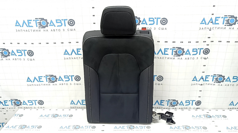 Задняя спинка сиденья для Volvo XC40 2019-2026, черная кожа с белой строчкой, без дефектов.