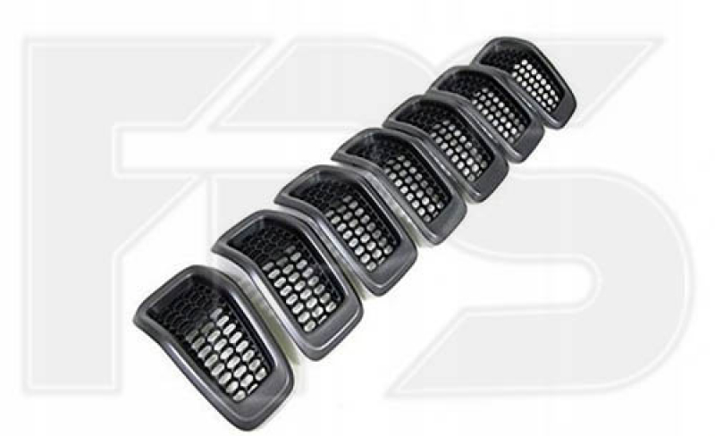 Решетка радиатора grill Jeep Cherokee KL 14-18 дорест сер комплект 7шт