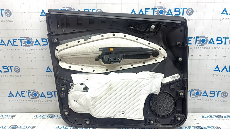 Обшивка двери карточка передняя правая Ford Escape MK3 17-19 рест черная, подлокотник кожа черная, хром ручка