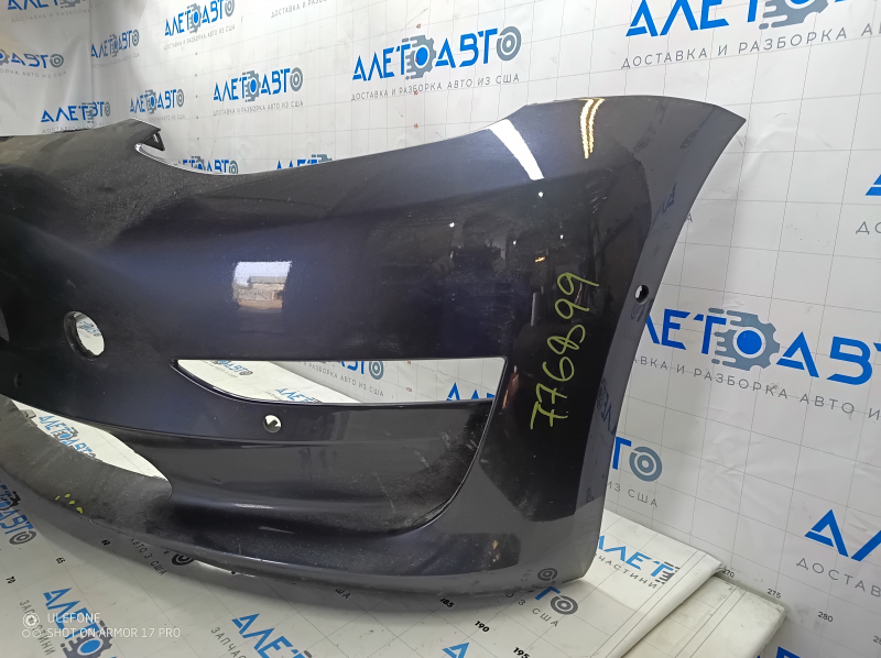 Бампер передний голый Tesla Model 3 18-23 под парктроники, графит, замят, царапины