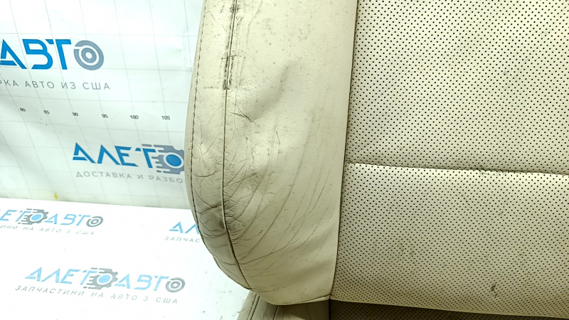 Обшивка пассажирского сиденья Lexus ES300h ES350 13-15 бежевая, перфорация, подогрев, примята кожа, окислены фишки, под химчистку
