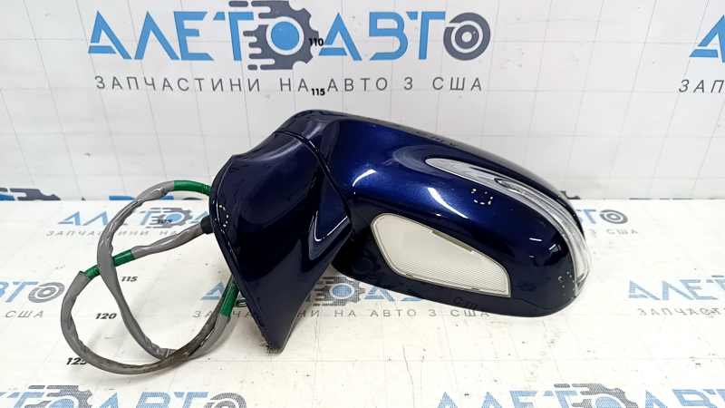 Зеркало боковое левое в сборе Lexus RX350 RX450h 10-12 14 пинов, автозатемнен, поворотник, подсветка, синее, царапины, песок