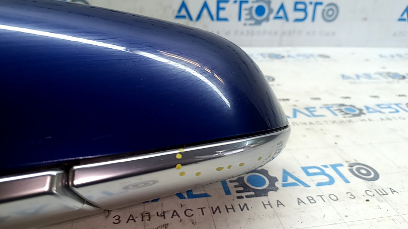 Зеркало боковое левое в сборе Tesla Model 3 18-23 13+2 пинов, подогрев, автозатемнение, хром, синий PPSB, царапины