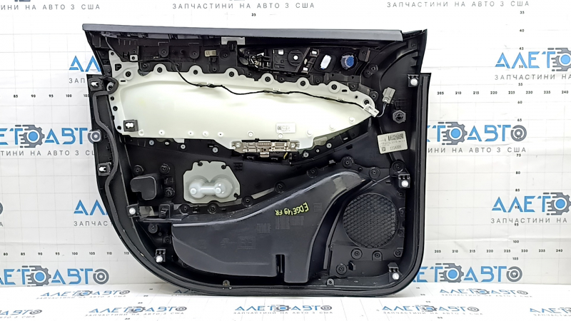 Внутренняя сторона обшивки двери передней правой Ford Edge 2015-2024, показывающая компоненты и механизмы