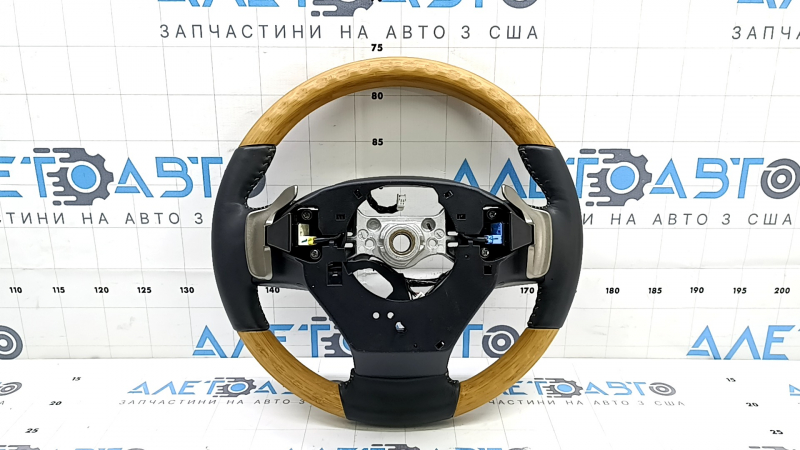 Руль голый Lexus RX350 RX450h 20-22 кожа черная с подогревом, вставки под светлое дерево с лепестками