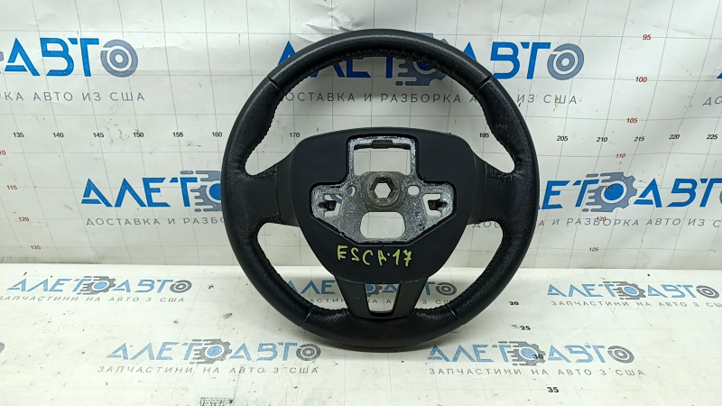 Руль голый Ford Escape MK3 17-19 рест, кожа черный, без кнопок, потерт, царапины