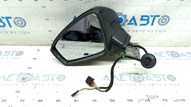Зеркало боковое левое в сборе VW Tiguan 18-19 6+2 пинов, BSM, поворотник, подогрев, черное, царапины