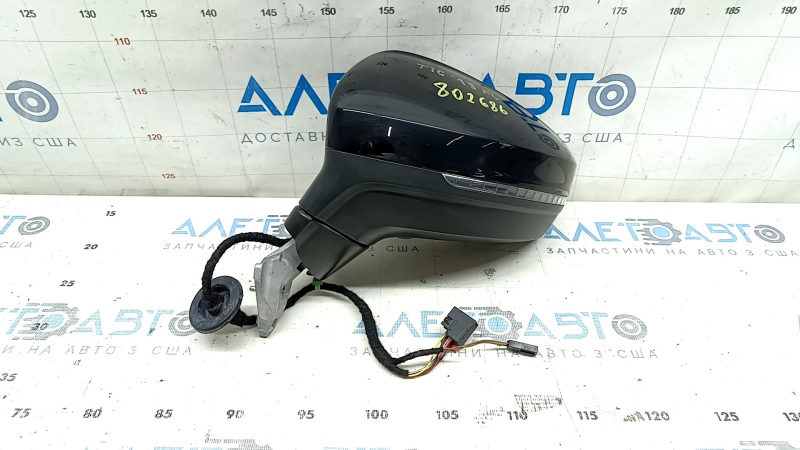 Зеркало боковое левое в сборе VW Tiguan 18-19 6+2 пинов, BSM, поворотник, подогрев, черное, царапины