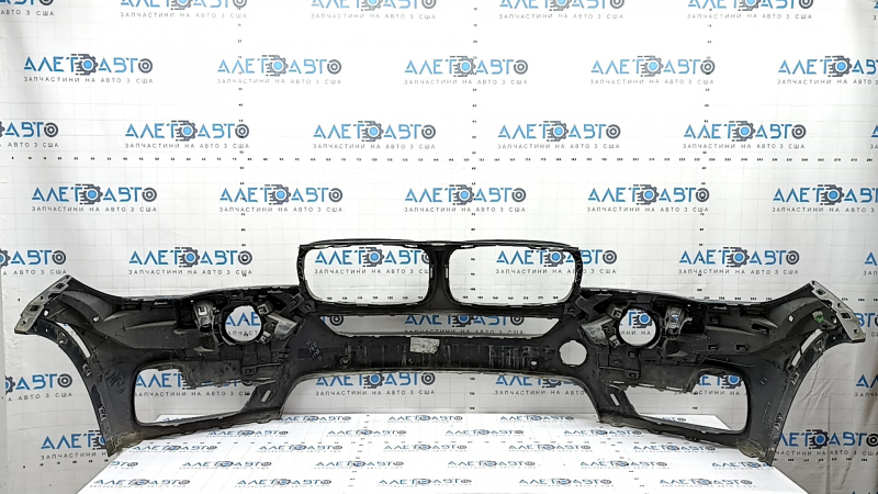 Бампер передний голый BMW X5 F15 14-18 под 2 парктроника, омыватели фар, графит, вмятины, царапины, незаводские отверстия