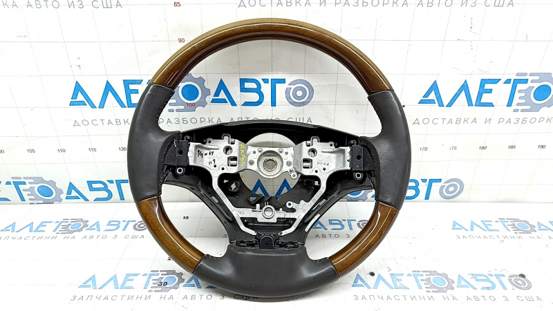 Руль голый Lexus RX350 RX450h 10-15 черный, кожа, под дерево, без кнопок, мелкие царапины
