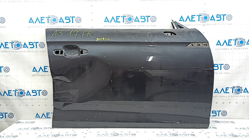 Дверь голая передняя правая Audi A5 F5 17-25 5D графит LX7L, с ограничителем, вмятина