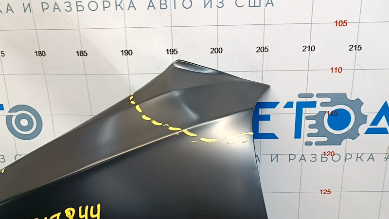 Крыло переднее левое Chevrolet Camaro 16-23 сталь, загнут угол, залом, мелкие тычки