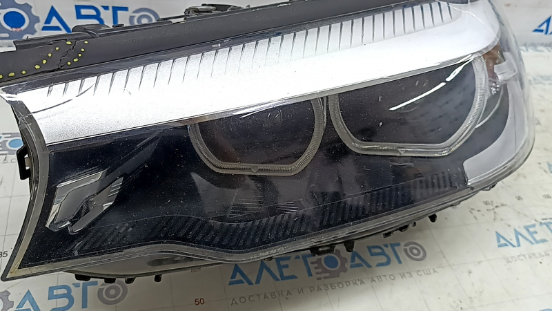 Фара передняя левая голая BMW 5 G30 17-20 LED Corona Rings S524A без блоков, надорван уплотнитель, пробит корпус, разбито стекло