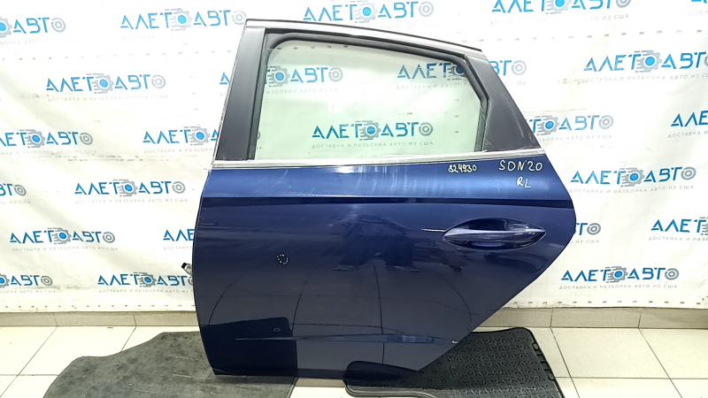 Дверь в сборе задняя левая Hyundai Sonata 20-22 синяя ST2, металл, вмятина