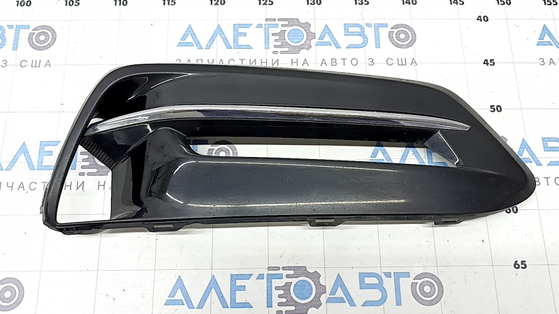 Решетка бампера правая Honda Accord 18-20 hybrid, под птф, черный глянец, хром, песок, тычки