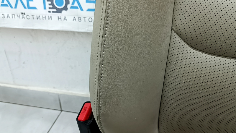 Водительское сидение Mazda CX-9 16-17 без airbag, электрическое, подогрев, кожа бежевая перфорация, без подголовника, примято, потрескано, под химчистку