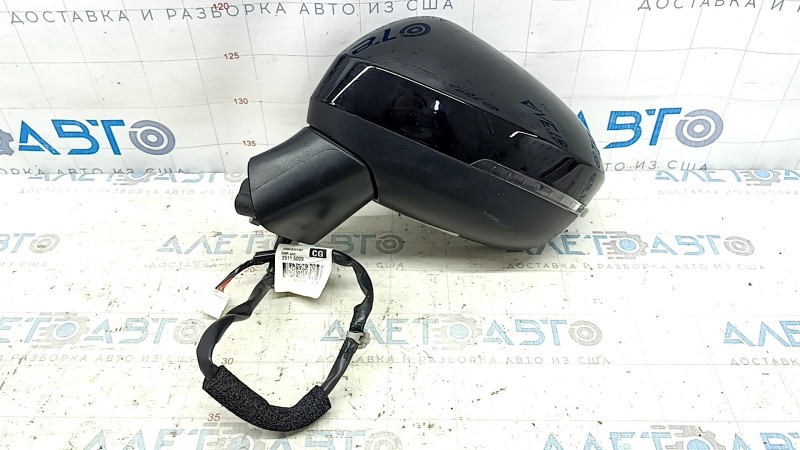 Зеркало боковое левое в сборе Nissan Rogue 21-24 BSM, 7 пинов, с поворотником, с подогревом, черное