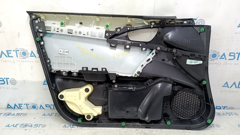 Обшивка дверей картка передня права Honda Insight 19-22 чорна, підлокітник та накладка тканина, під хімчистку, подряпини